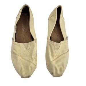 TOMS ALPARGATA Classic Women’s Canvas Shoes Cream slip on flat casual size 7
